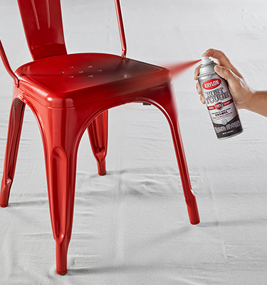Spray painting metal chair