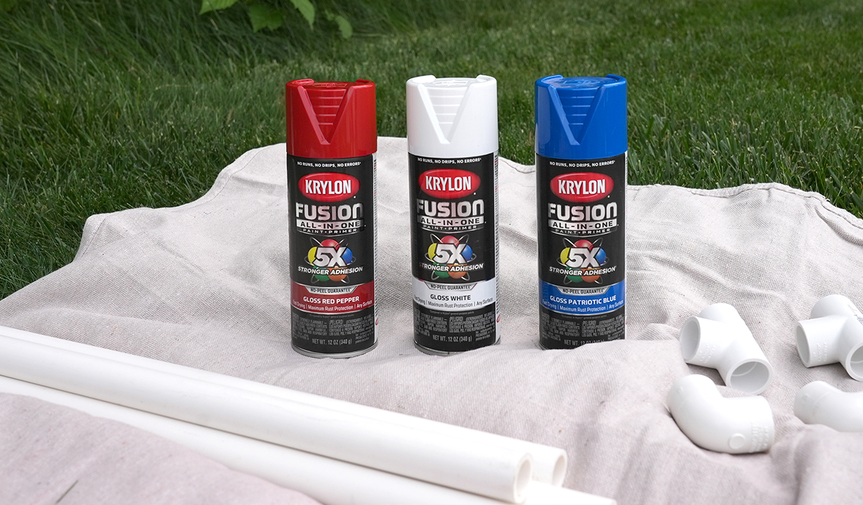 Krylon Fusion cans in red white and blue colors