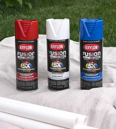 Krylon Fusion cans in red white and blue colors