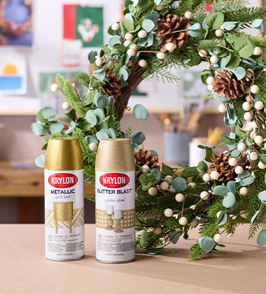 Krylon cans in gold leaf and golden glow colors